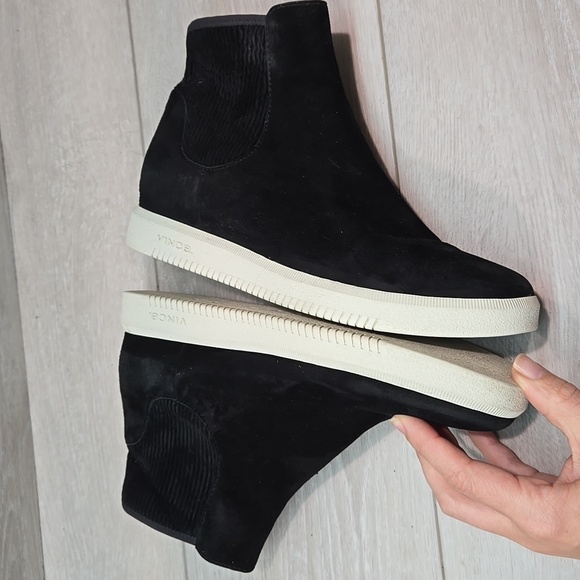 Vince Women Black Suede Ankle Boots Platform Sz 7.5 - Picture 10 of 12